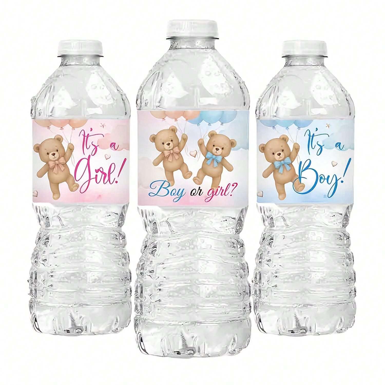 10/30 Pcs Gender Reveal Party Water Bottle Stickers, Atmosphere Decoration Props For Boy Or Girl Baptism Supplies, Anniversary Gift Party Decorations, Happy Birthday Party, Wedding Gift, Shower Sticke