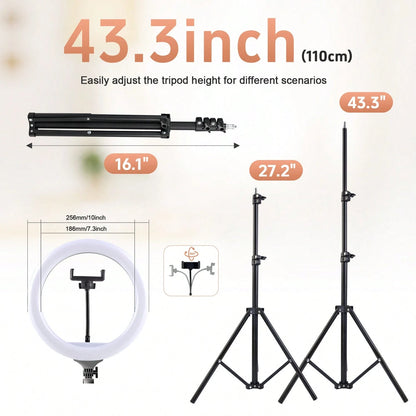 10 Inch Adjustable 3-Color LED Ring Light With Flexible Tripod & Phone Holder – Perfect For Selfies, Vlogging, Interviews, And Live Streaming Suitable For Photography, Video Recording, Live Streaming