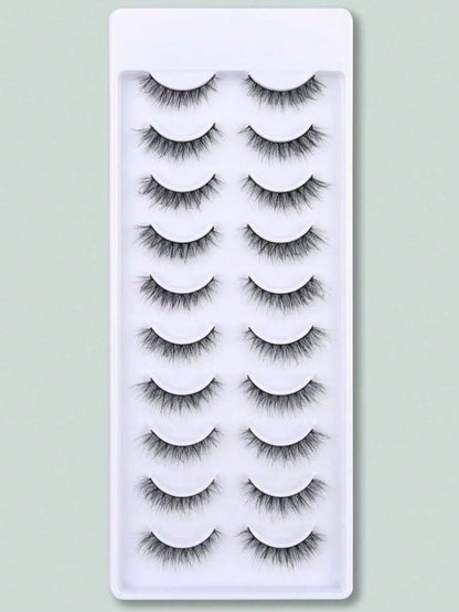 10 Pairs Crisscross Messy Eyelashes Full Strip Lashes That Elongate And Thicken The Outer Corners For A Foxy-Eye Lifting Effect.