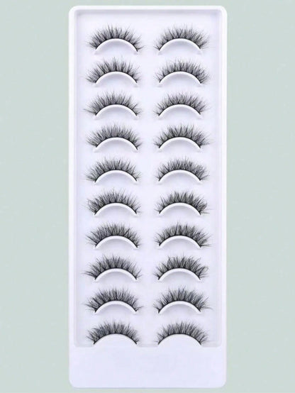 10 Pairs Crisscross Messy Eyelashes Full Strip Lashes That Elongate And Thicken The Outer Corners For A Foxy-Eye Lifting Effect.