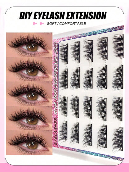 10 Pairs Glue Free Eyelashes And Fluffy Individual Lashes, Press On Lashes Crossed Self Adhesive Eyelash Extension Set Long Lasting Soft And Light Wear, DIY Eye Lash Gift For Women & Girl Lashes, Lash