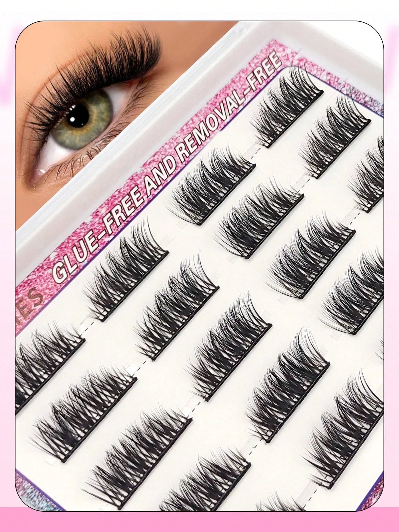 10 Pairs Glue Free Eyelashes And Fluffy Individual Lashes, Press On Lashes Crossed Self Adhesive Eyelash Extension Set Long Lasting Soft And Light Wear, DIY Eye Lash Gift For Women & Girl Lashes, Lash