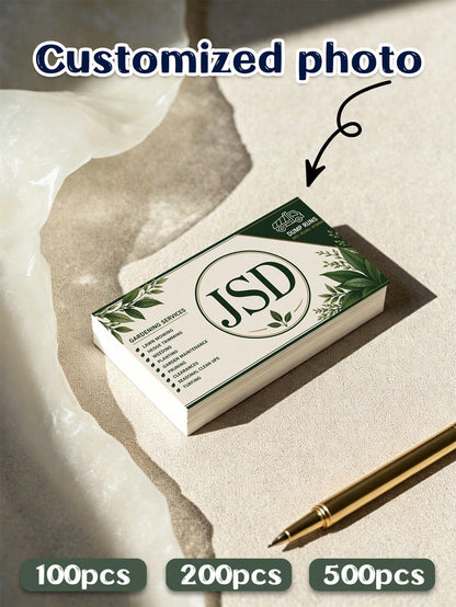 100/200/500pcs Custom Business Cards, With The Option Of Laminated Or Non-Laminated Cards, Upload Your Design Or Image To Customize Business Cards, Suitable For Individuals/Companies/Stores/Business/W