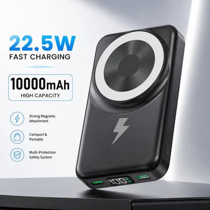 10000mAh Magnetic Power Bank With Built-In Charging Cables Foldable Stand, 15W Wireless Charging 22.5W Fast Wired Charging LED Battery Indicator, Travel Essentials Camping Essentials Back To School Su