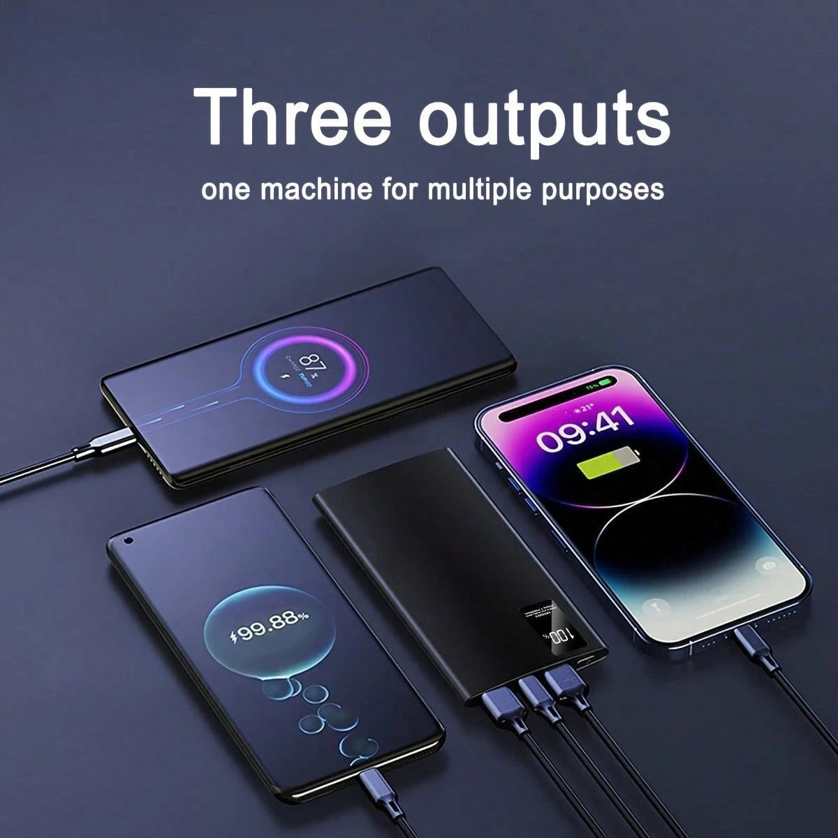 10000mAh Power Bank Portable Charger Mobile Power Supply, PD40W 3 Output & 2 Input Battery Pack With USB C For Cell Phones
