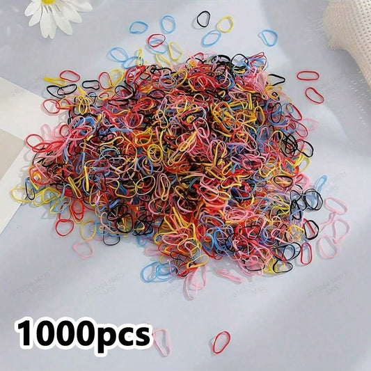 1000pcs Baby Girls Cute Colorful Mini Elastic Hair Ties Set- Perfect For Holiday Gifts & Decorative Hair Accessories!