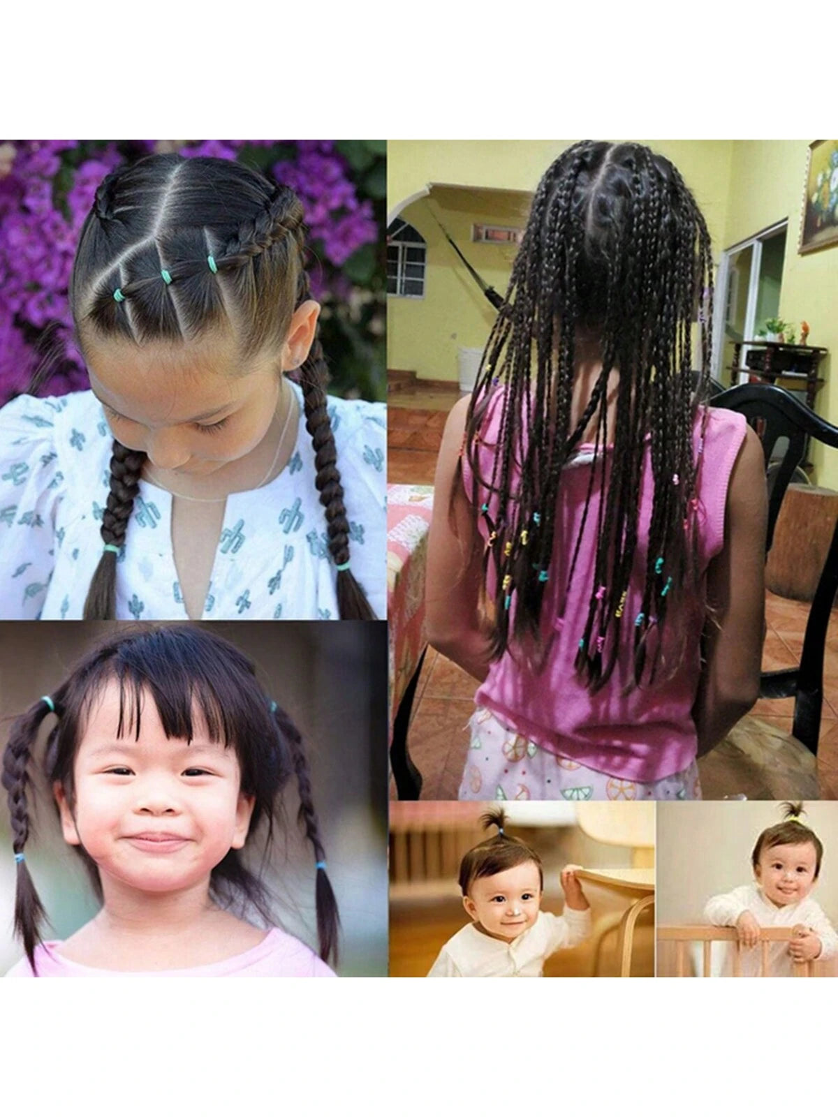 1000pcs Baby Girls Cute Colorful Mini Elastic Hair Ties Set- Perfect For Holiday Gifts & Decorative Hair Accessories!