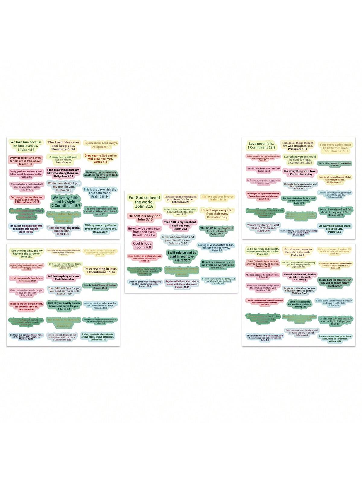 100pcs/5pcs Christian Inspirational Bible Verse Stickers- Religious Motivational Self-Adhesive Stickers With Jesus Quotes, Suitable For Water Bottles, Laptops, Phone Cases, Diaries, Etc.