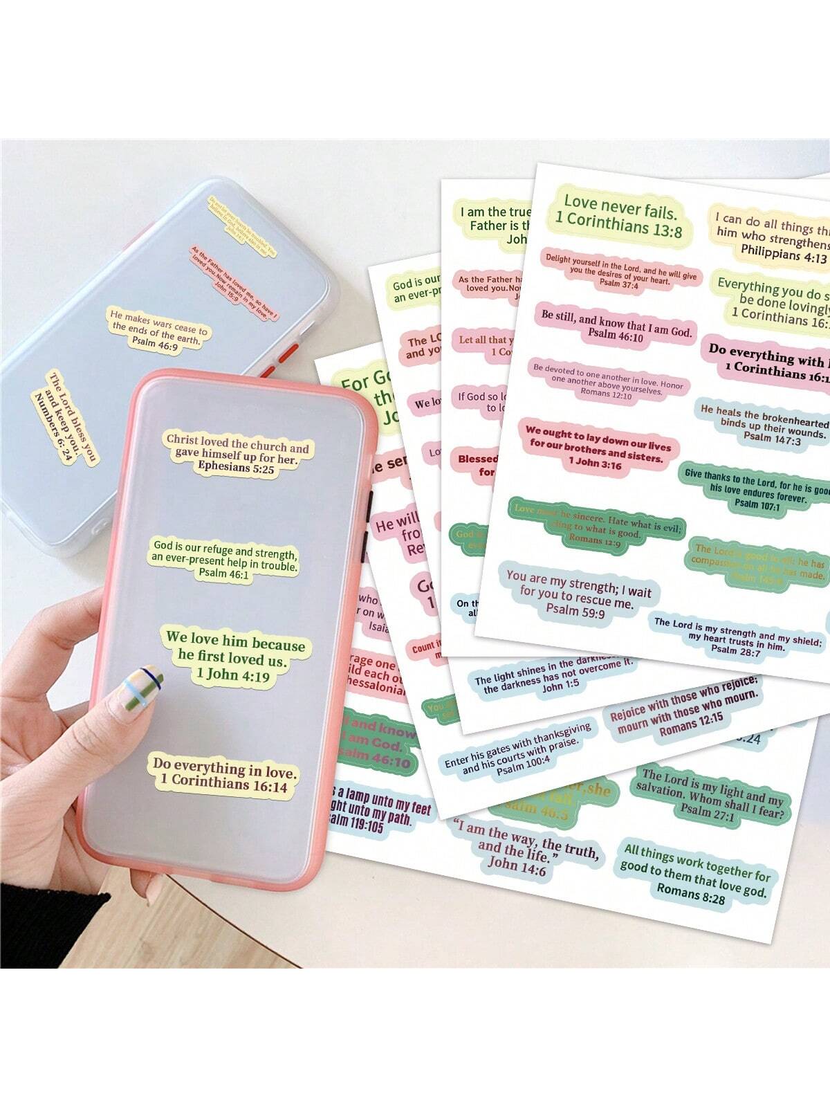 100pcs/5pcs Christian Inspirational Bible Verse Stickers- Religious Motivational Self-Adhesive Stickers With Jesus Quotes, Suitable For Water Bottles, Laptops, Phone Cases, Diaries, Etc.