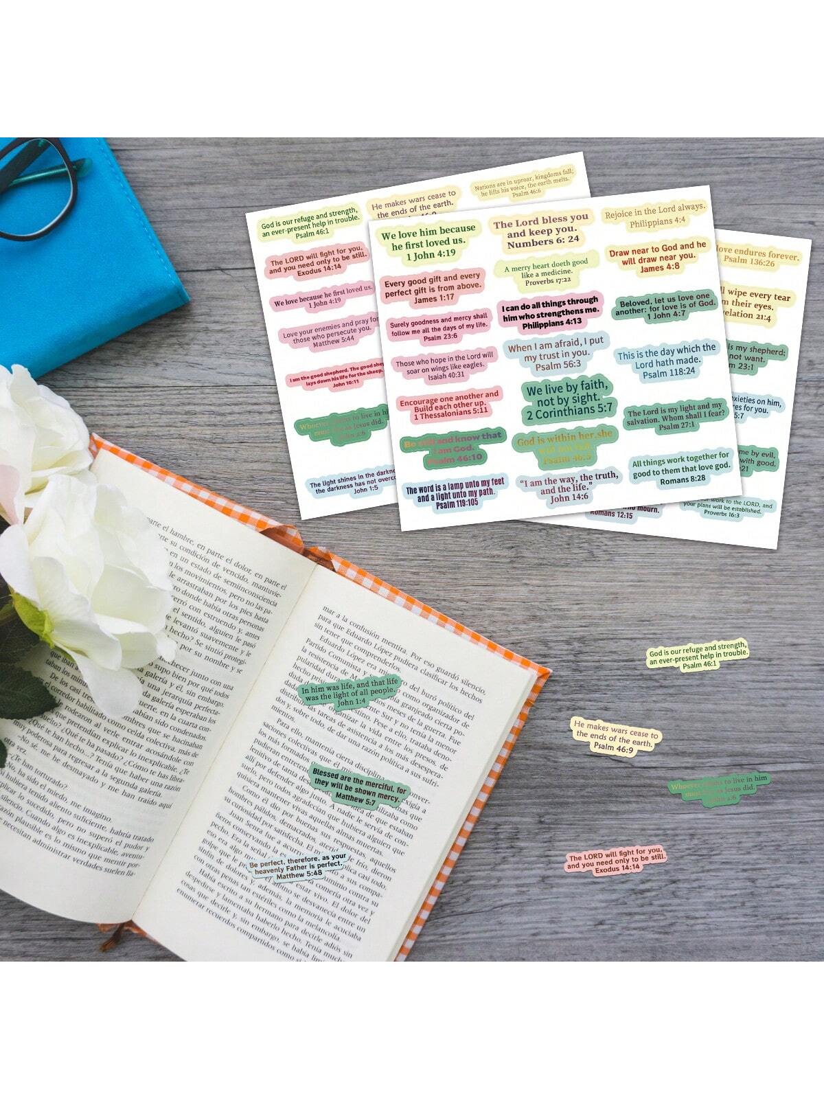 100pcs/5pcs Christian Inspirational Bible Verse Stickers- Religious Motivational Self-Adhesive Stickers With Jesus Quotes, Suitable For Water Bottles, Laptops, Phone Cases, Diaries, Etc.