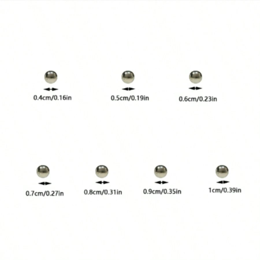 100pcs Carbon Steel Slingshot Ammo Balls, 4mm/5mm/6mm/7mm/8mm/9mm/10mm Hardened Solid Steel Bearings, Wear Resistant Slingshot Marbles