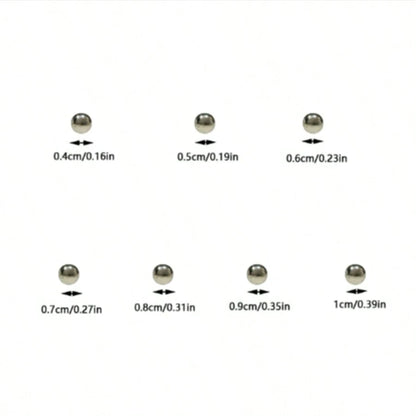 100pcs Carbon Steel Slingshot Ammo Balls, 4mm/5mm/6mm/7mm/8mm/9mm/10mm Hardened Solid Steel Bearings, Wear Resistant Slingshot Marbles