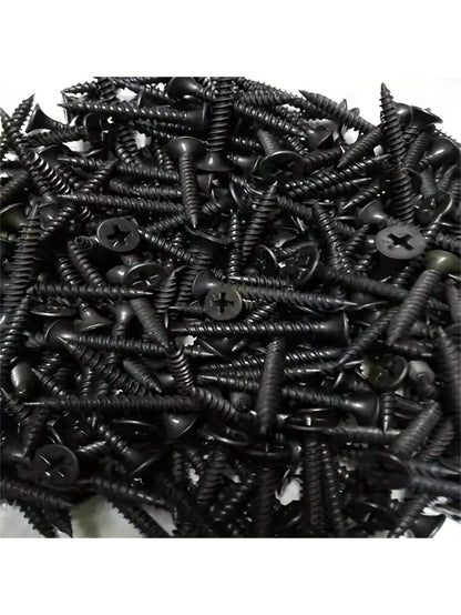 100pcs Dry Wall Screws, Self-Tapping, Light Steel Keel, Gypsum Board, Flat Head Screws, High-Strength Black Phosphorus Self-Tapping Screws
