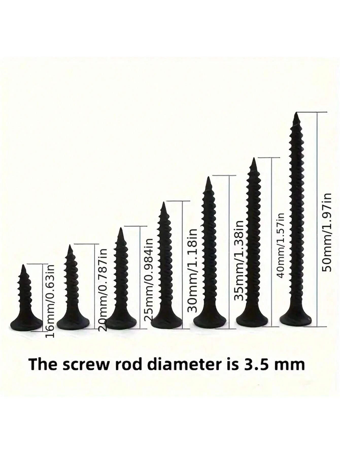 100pcs Dry Wall Screws, Self-Tapping, Light Steel Keel, Gypsum Board, Flat Head Screws, High-Strength Black Phosphorus Self-Tapping Screws