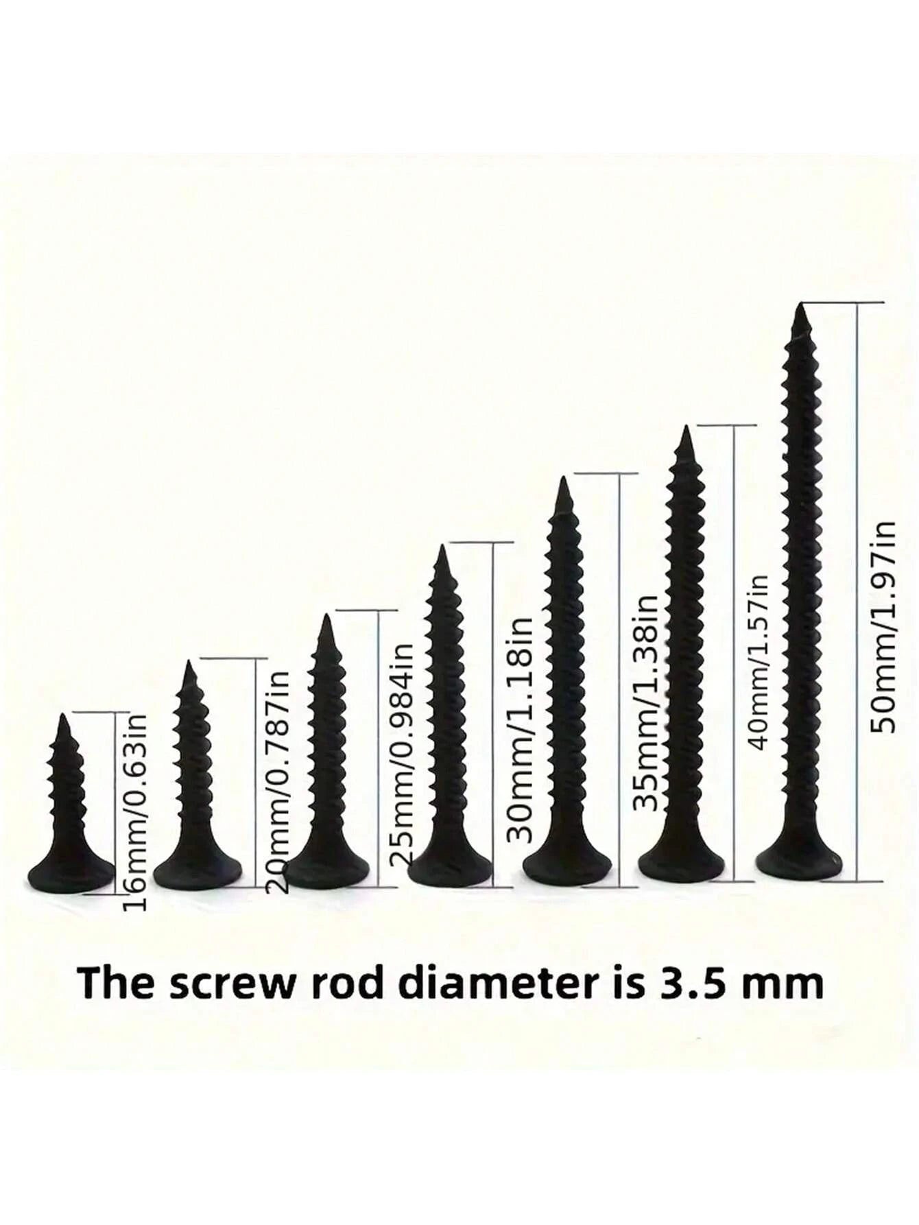 100pcs Dry Wall Screws, Self-Tapping, Light Steel Keel, Gypsum Board, Flat Head Screws, High-Strength Black Phosphorus Self-Tapping Screws