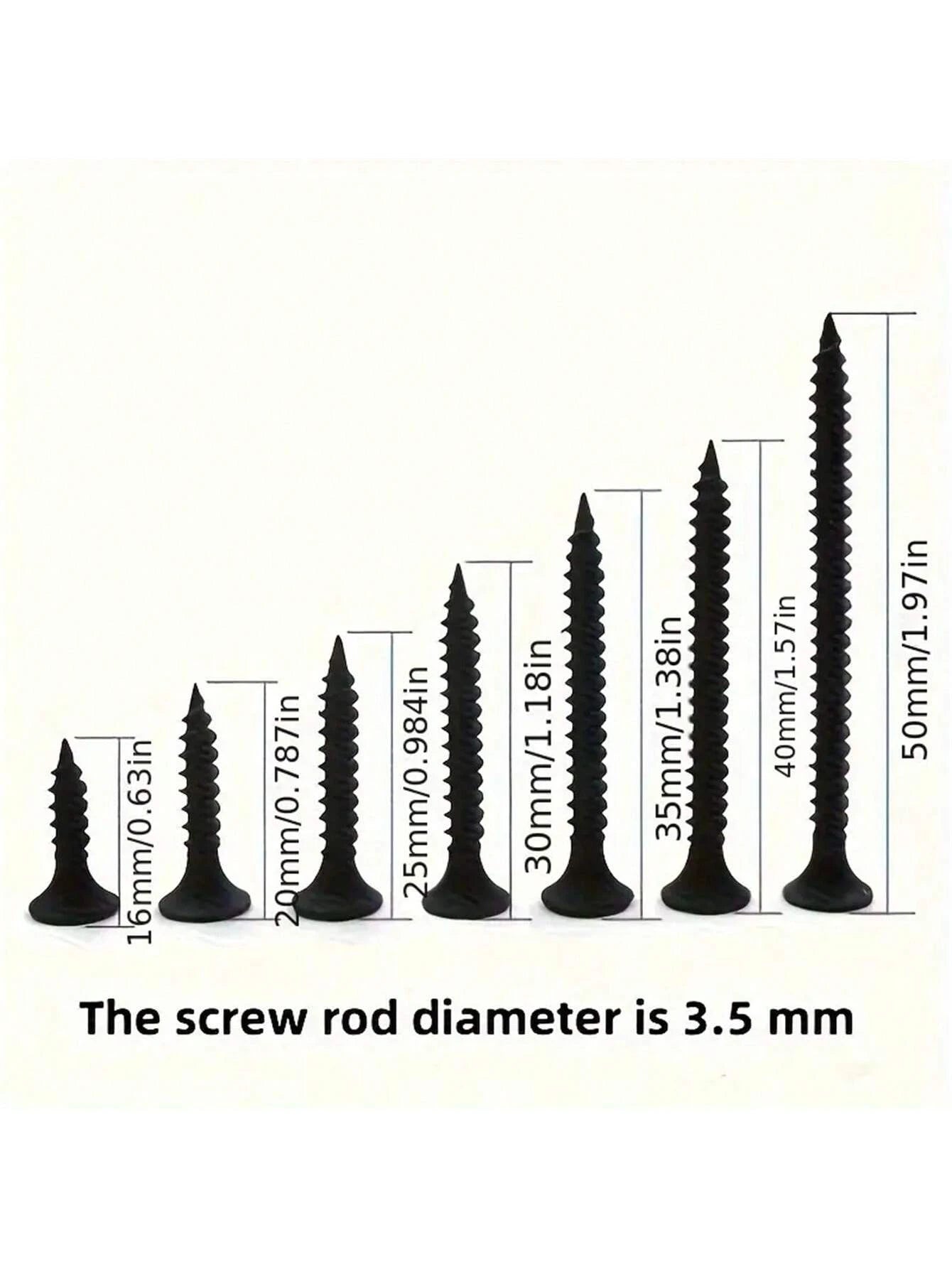 100pcs Dry Wall Screws, Self-Tapping, Light Steel Keel, Gypsum Board, Flat Head Screws, High-Strength Black Phosphorus Self-Tapping Screws