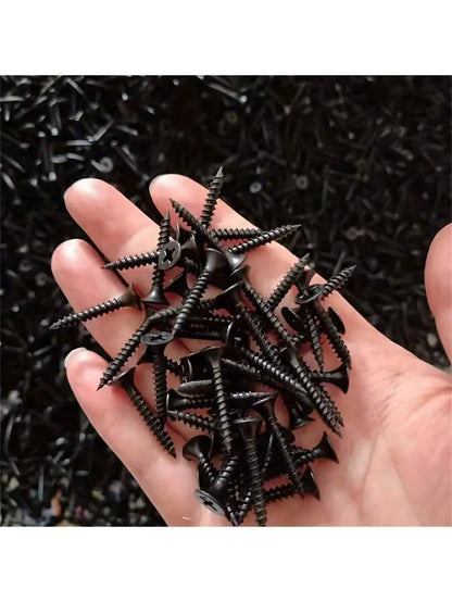 100pcs Dry Wall Screws, Self-Tapping, Light Steel Keel, Gypsum Board, Flat Head Screws, High-Strength Black Phosphorus Self-Tapping Screws