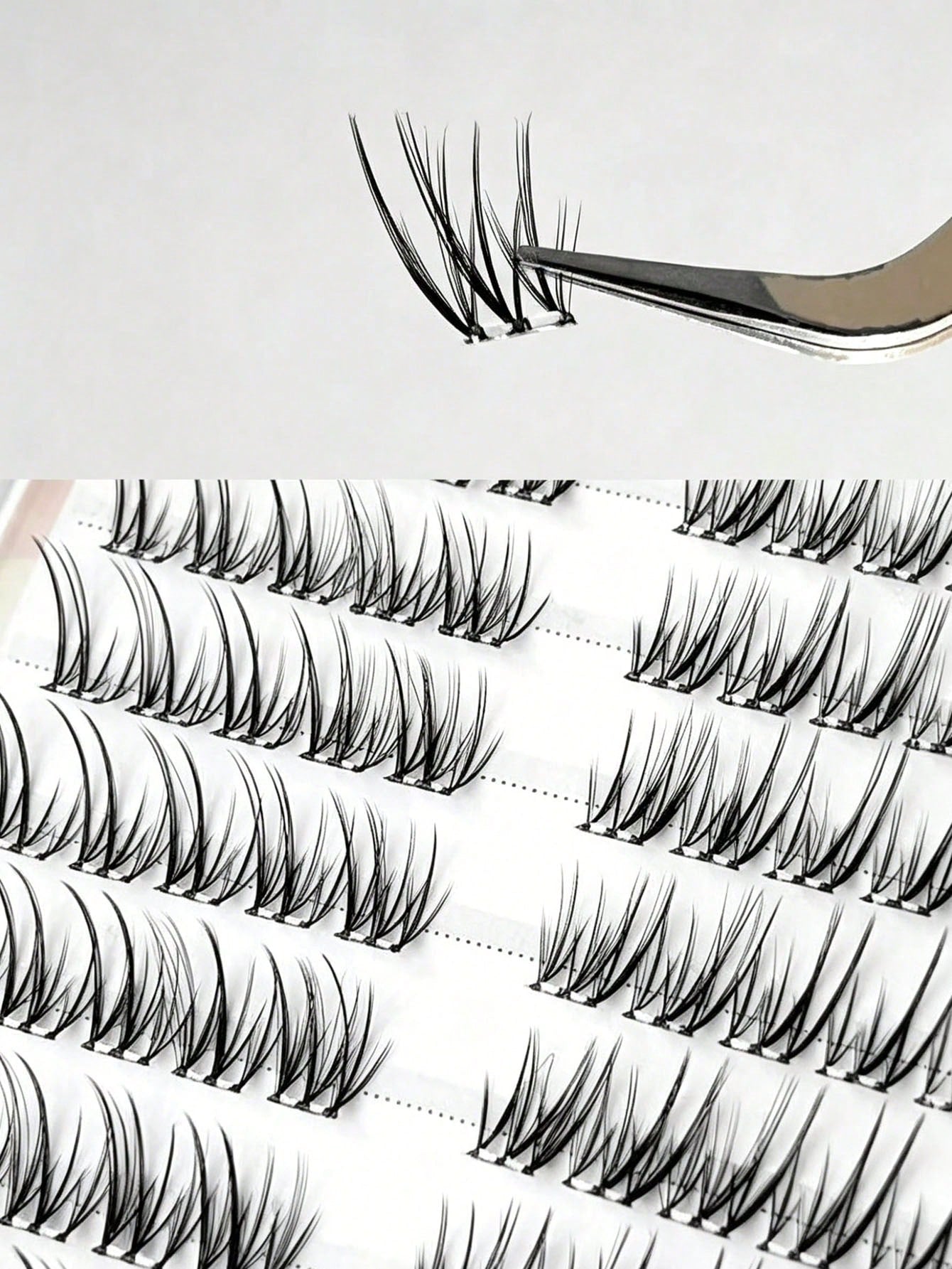 100pcs Glue-Free Korean Style Black Light Slanted Flying Eyelashes, Natural Segmented Single Cluster False Eyelashes, New Realistic Eyelashes (Random Backing Card), Suitable For Women's Eye Makeup, Pa