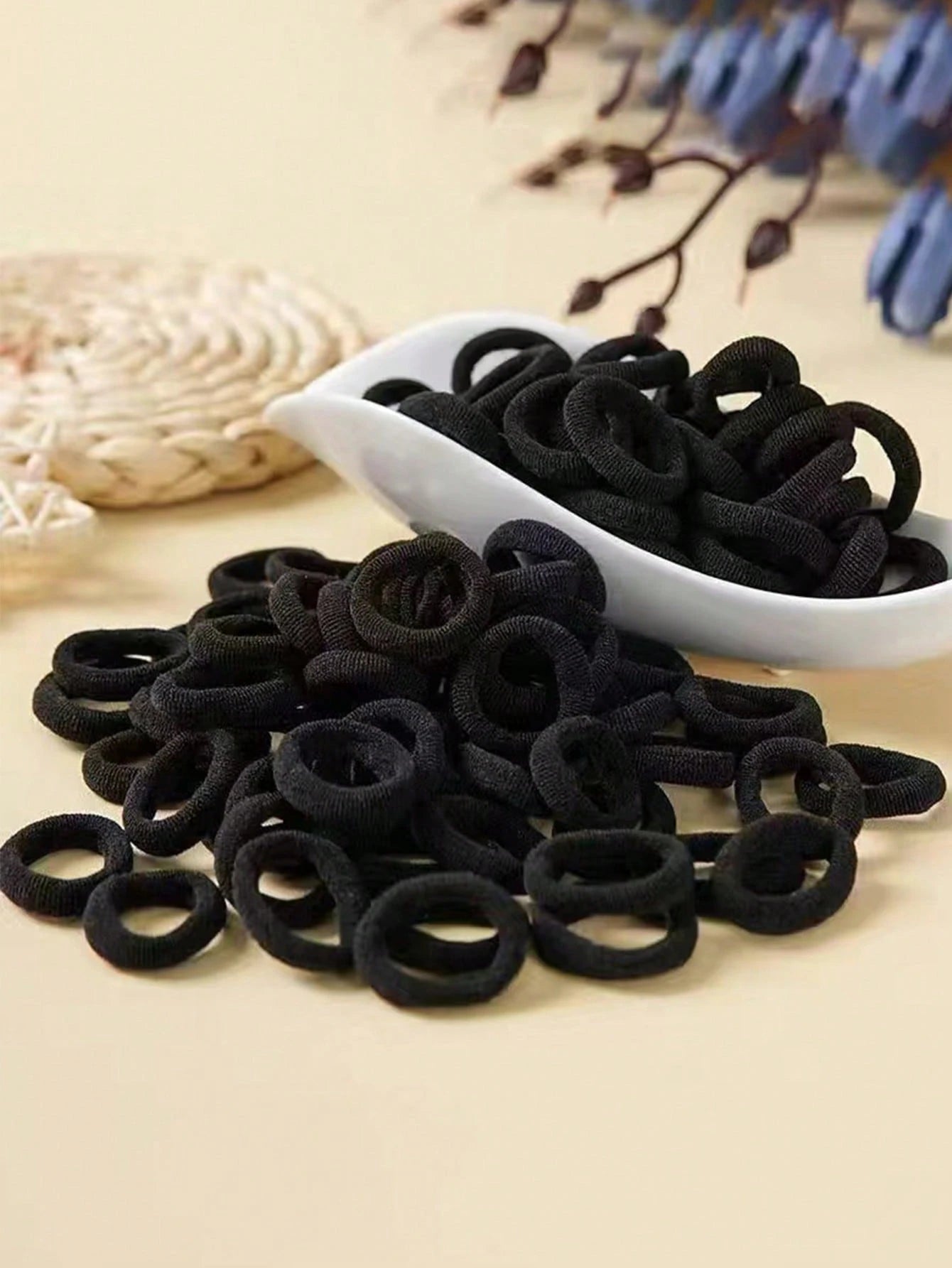 100pcs/Pack Baby & Toddler High Elastic Hair Ties, Black Hair Bands, Non-Damaging Hair Accessories