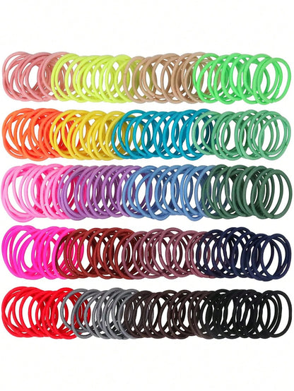 100pcs/Pack Random Color Baby Hair Ties, Crease-Free, High Elasticity Hair Bands Suitable For Baby Girls, Toddlers, Children, Fashion Hair Accessories