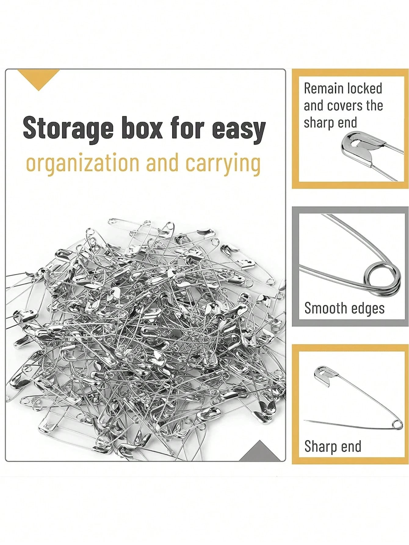 100pcs Pins In Assorted Sizes And Shapes, Rust-Proof Large Pins Suitable For Clothing, DIY, And Crafts