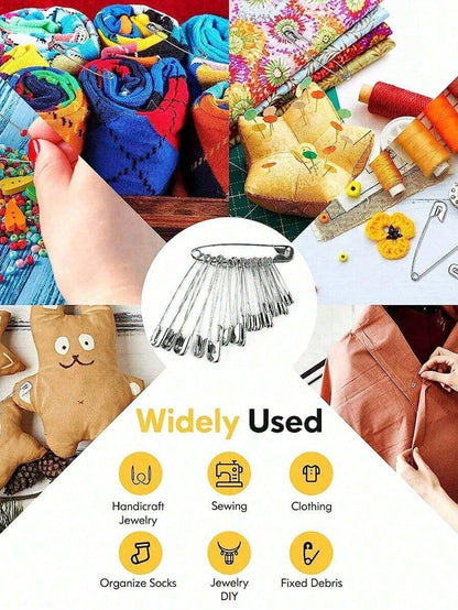 100pcs Pins In Assorted Sizes And Shapes, Rust-Proof Large Pins Suitable For Clothing, DIY, And Crafts
