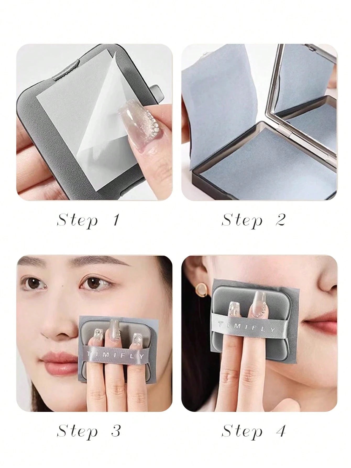 100pcs Portable Blotting Papers, Designed For Oily Skin, 3-In-1 Function With Mirror, Powder Puff And Blotting Papers, Lavender, Gardenia, Green Tea, Bamboo Charcoal Natural Soft Facial Blotting Paper