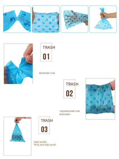 106pcs/Set Disposable Diaper Bags, 15pcs/Roll, Baby/Pet Waste Bags, Daily Use Baby Diaper Bags, Cat Dog Pet Diaper Bags, Unscented Diaper Bags, Suitable For Car, With Cute Patterns (Blue)