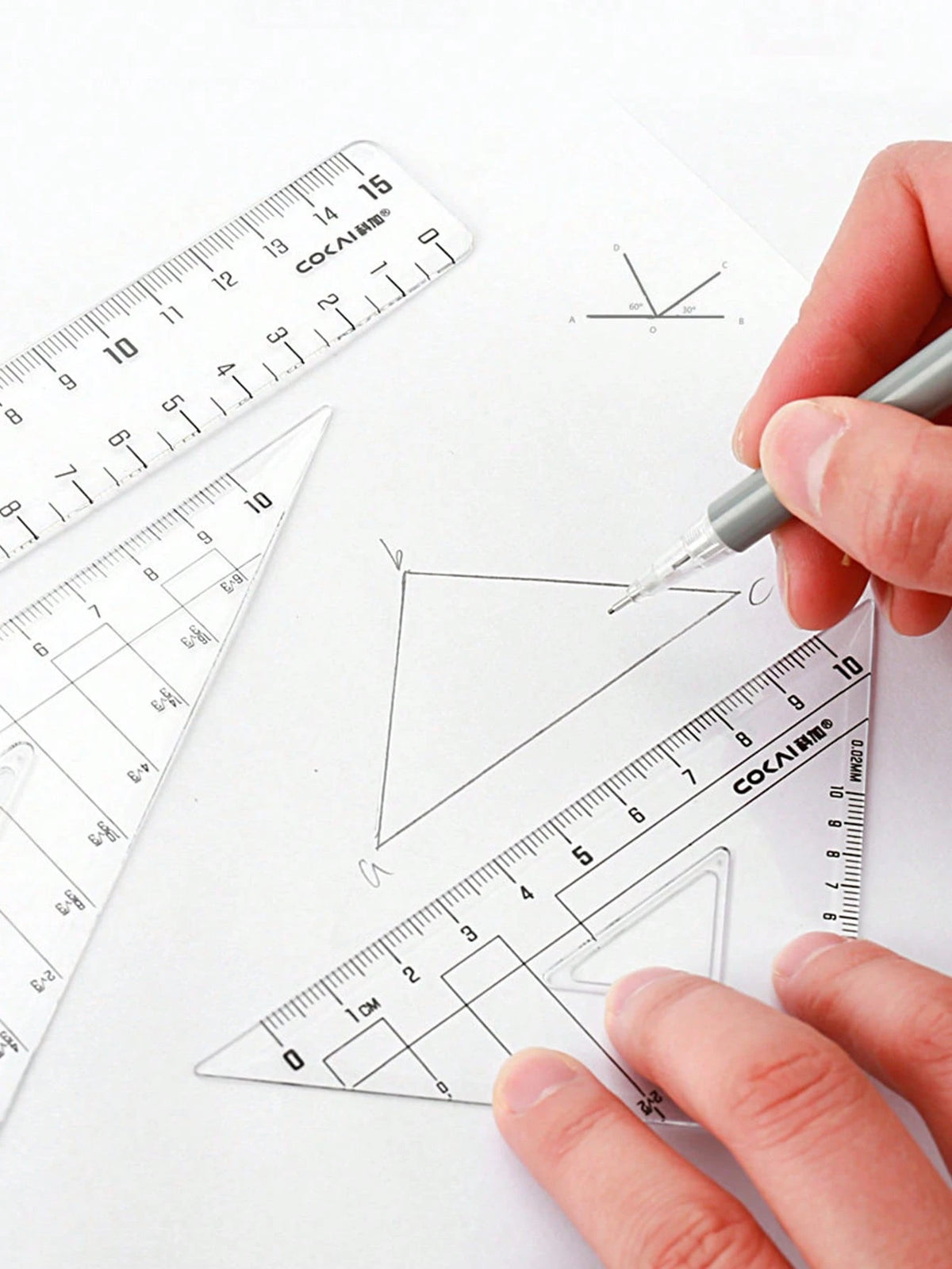 10pcs Compass And Ruler Set Student Learning Supplies Exam Dedicated Compass Straight Ruler Triangle Ruler Protractor Student Set Ruler Stationery Multi-Function Clip Pen Ruler