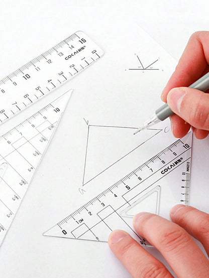 10pcs Compass And Ruler Set Student Learning Supplies Exam Dedicated Compass Straight Ruler Triangle Ruler Protractor Student Set Ruler Stationery Multi-Function Clip Pen Ruler
