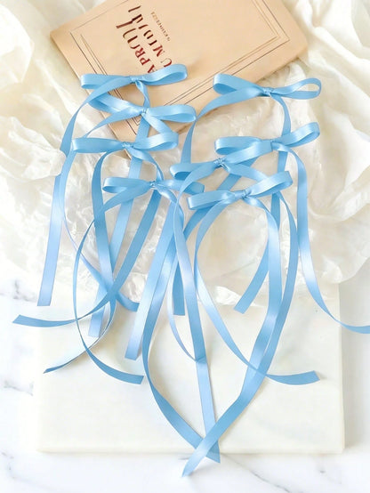 10pcs Handmade Blue Satin Ribbon Bows, Handcrafted Bow Accessories, DIY Craft, Background Decor, Bow Decoration, Wedding Supplies, Bridal Shower Party Favors, Baby Shower Decorations, Newborn Party De