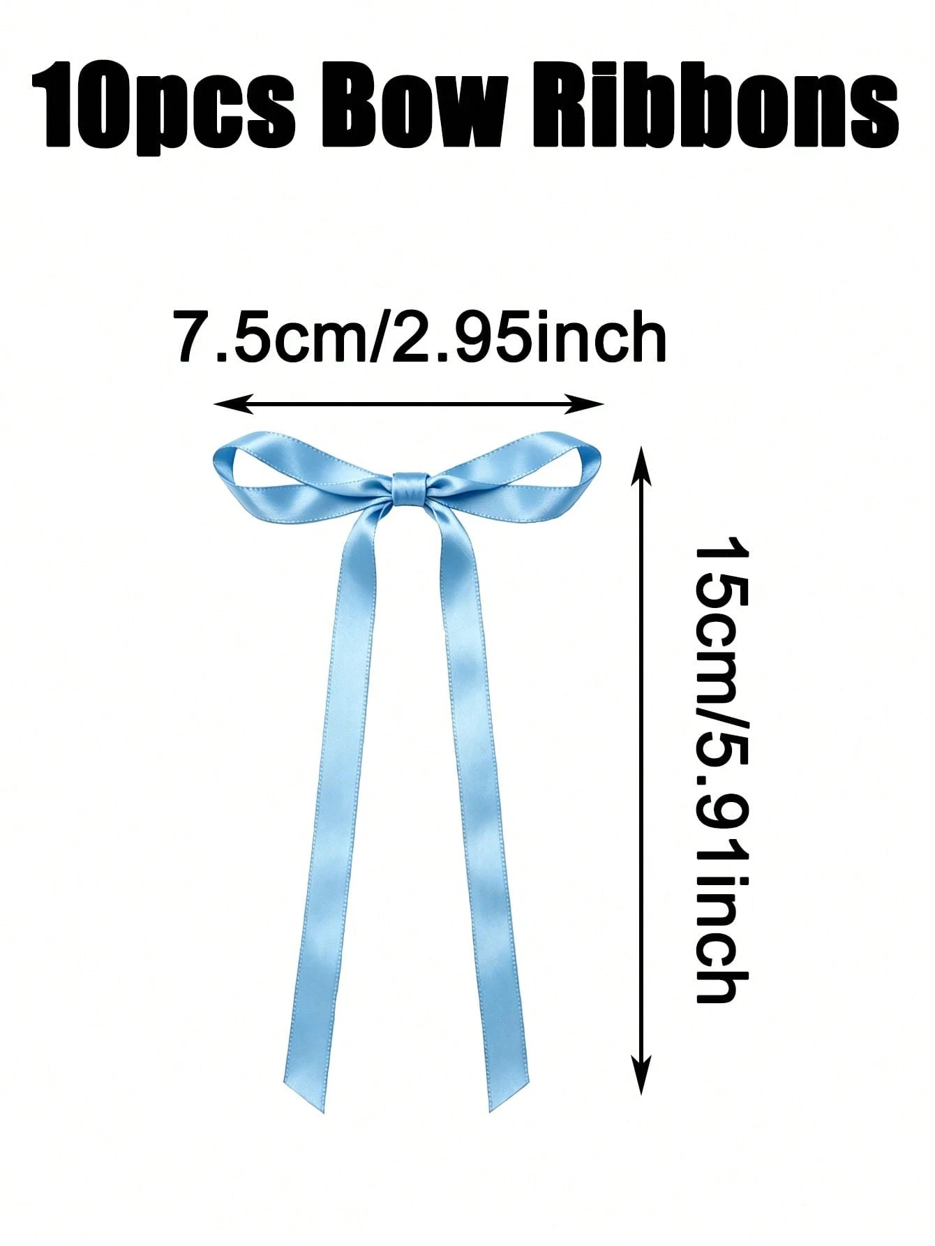 10pcs Handmade Blue Satin Ribbon Bows, Handcrafted Bow Accessories, DIY Craft, Background Decor, Bow Decoration, Wedding Supplies, Bridal Shower Party Favors, Baby Shower Decorations, Newborn Party De