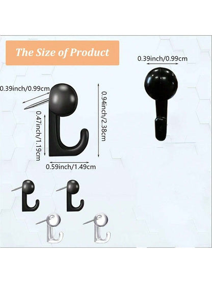 10pcs Push Pin Hooks, Plastic Head Cork Board Hooks Decorative Large Head Push Pin Hooks, Suitable For Photo Wall, Bulletin Board, Home Wall, Home Office School Supplies (Black, Transparent, Black & T