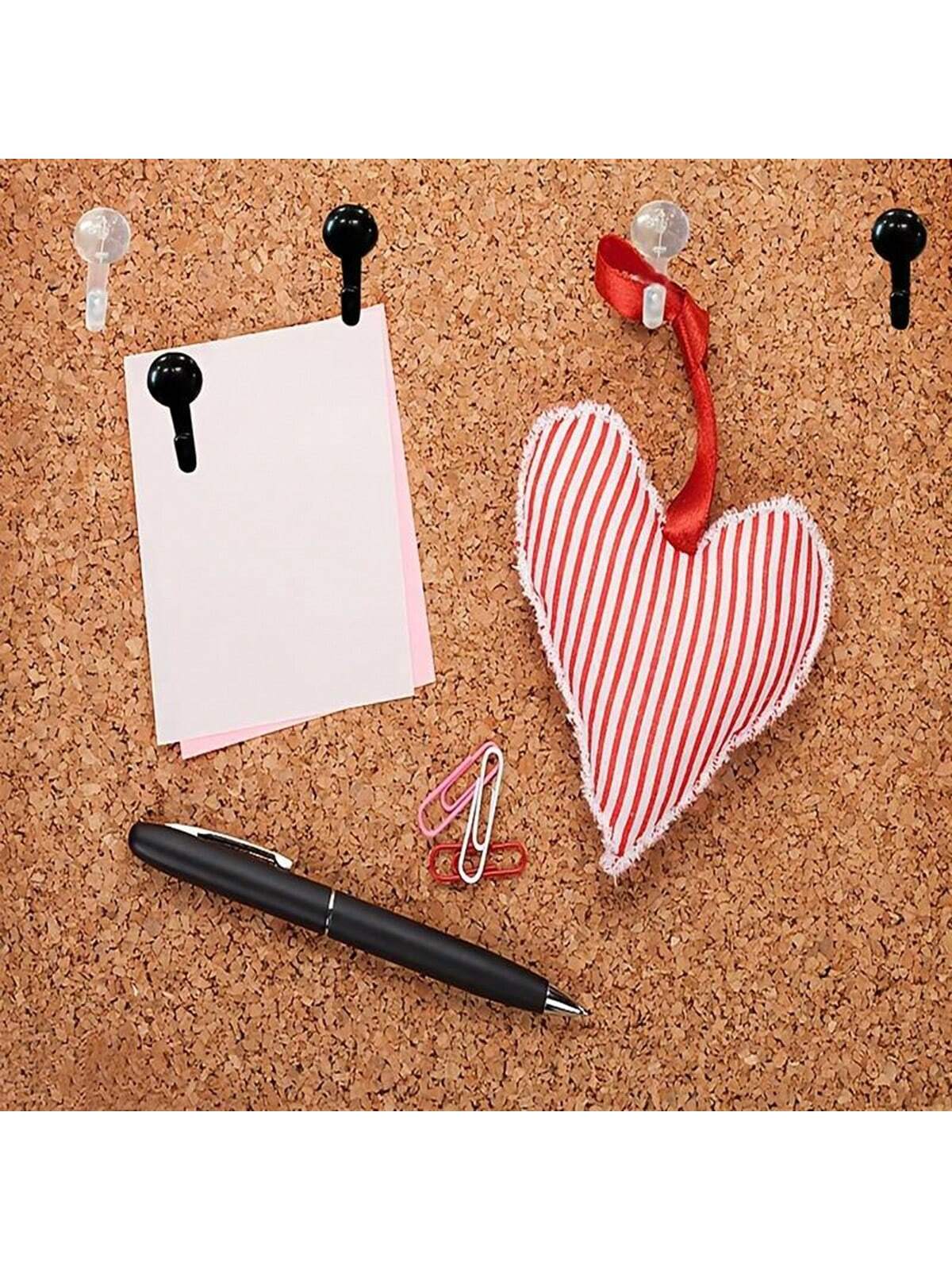 10pcs Push Pin Hooks, Plastic Head Cork Board Hooks Decorative Large Head Push Pin Hooks, Suitable For Photo Wall, Bulletin Board, Home Wall, Home Office School Supplies (Black, Transparent, Black & T