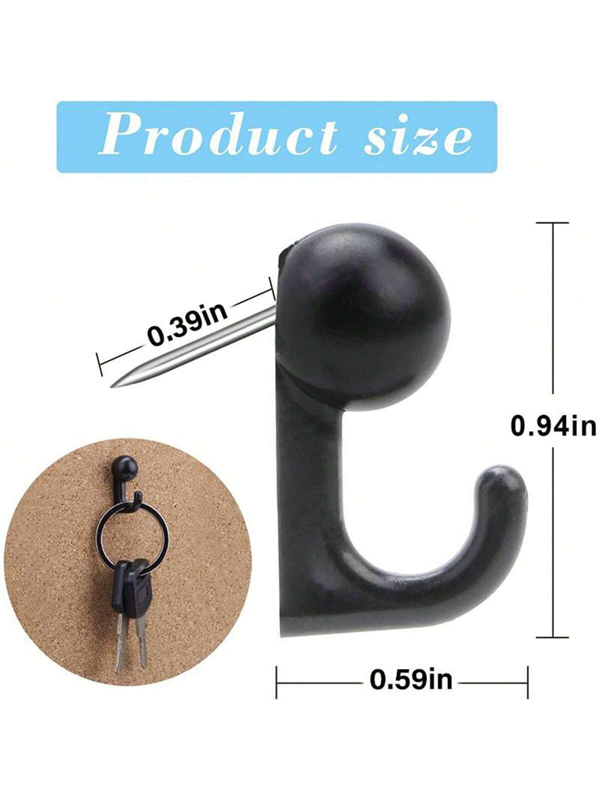 10pcs Push Pin Hooks, Plastic Head Cork Board Hooks Decorative Large Head Push Pin Hooks, Suitable For Photo Wall, Bulletin Board, Home Wall, Home Office School Supplies (Black, Transparent, Black & T