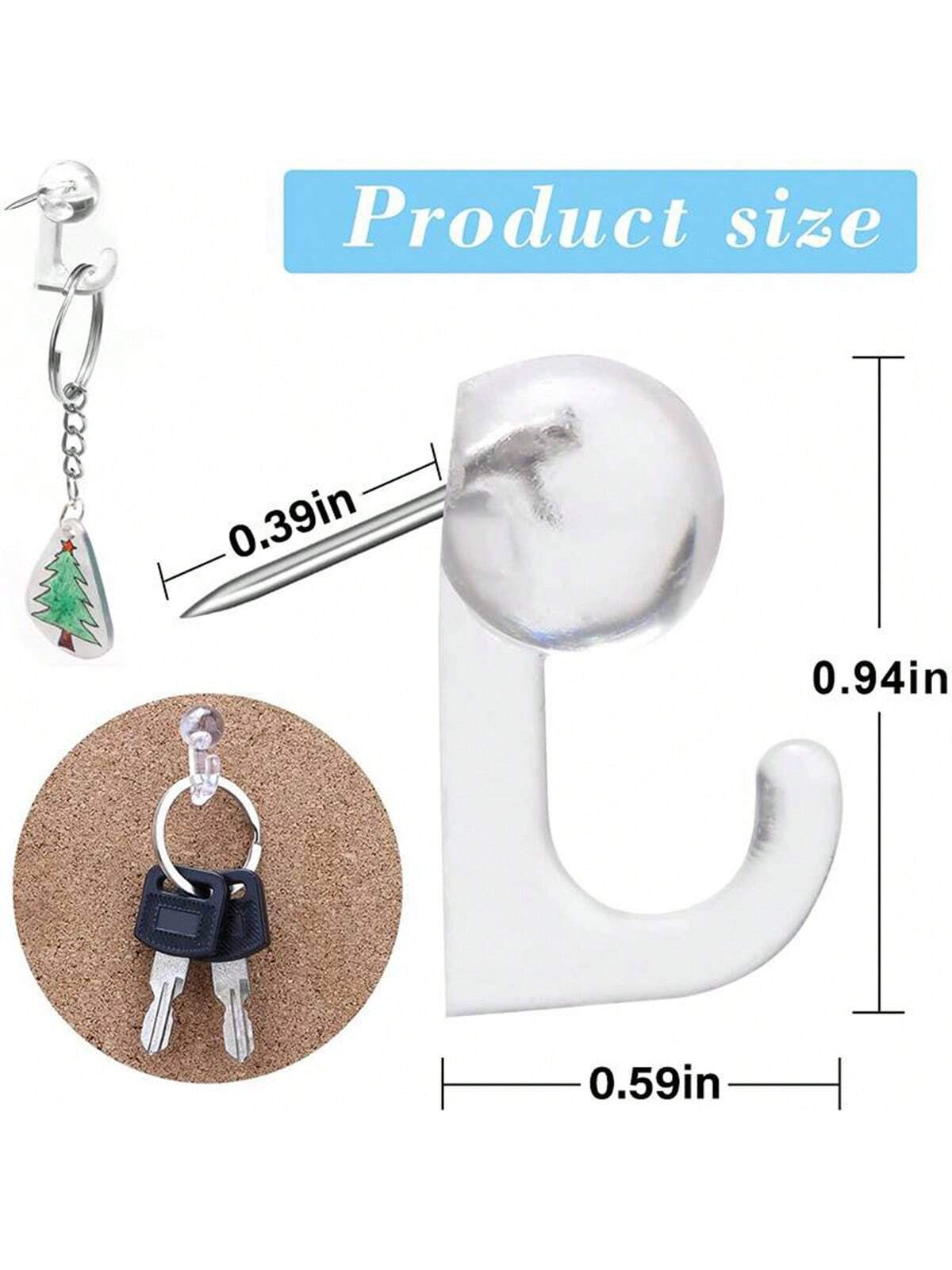 10pcs Push Pin Hooks, Plastic Head Cork Board Hooks Decorative Large Head Push Pin Hooks, Suitable For Photo Wall, Bulletin Board, Home Wall, Home Office School Supplies (Black, Transparent, Black & T