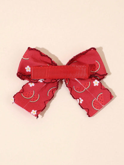 10pcs/Set Girls Fruit Hair Clips, Cute Fruit Bow Hair Clips, Candy Color Fruit Hair Pins With Embroidery Ruffle Edge, Toddler Hair Accessories For Holiday Party