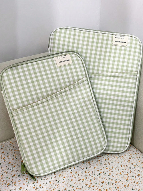 11 Inch 13 Inch Minimalist Plaid Zipper Laptop Tablet Protector For Ladies To Work And School. Fluffy Bag Checkered Checkerboard Checkered Bag Plaid Laptop Bag Laptop Case Laptop Sleeve Laptop Cover C