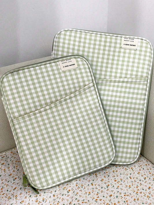 11 Inch 13 Inch Minimalist Plaid Zipper Laptop Tablet Protector For Ladies To Work And School. Fluffy Bag Checkered Checkerboard Checkered Bag Plaid Laptop Bag Laptop Case Laptop Sleeve Laptop Cover C