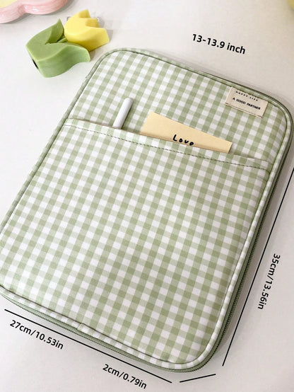 11 Inch 13 Inch Minimalist Plaid Zipper Laptop Tablet Protector For Ladies To Work And School. Fluffy Bag Checkered Checkerboard Checkered Bag Plaid Laptop Bag Laptop Case Laptop Sleeve Laptop Cover C