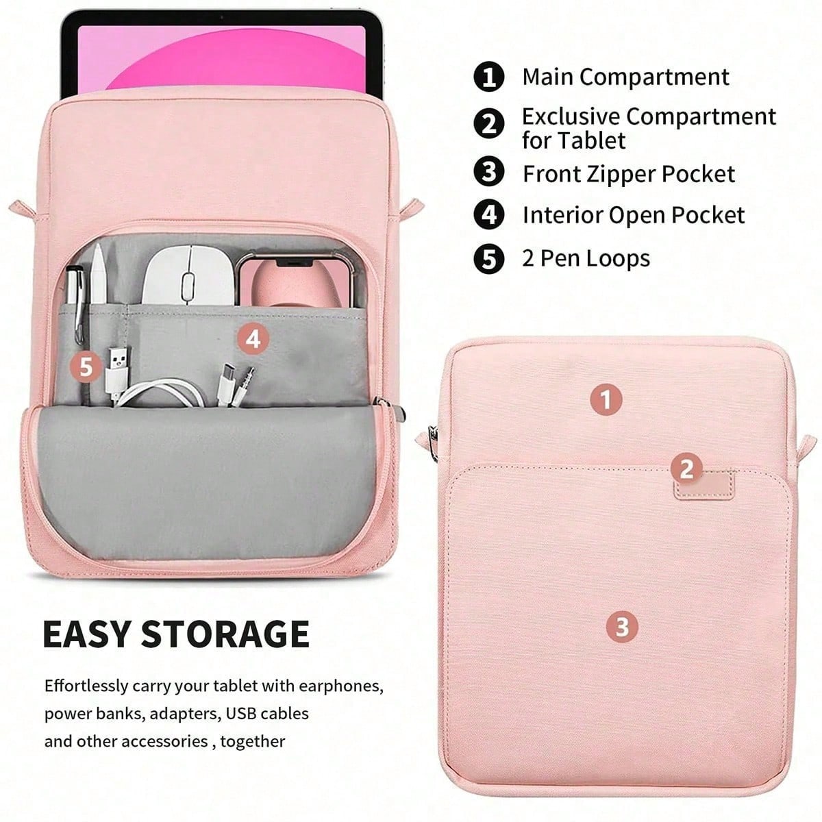 11" Tablet Sleeve Case With Shoulder Strap – Compatible With IPad, Galaxy, Kindle & Android Tablets