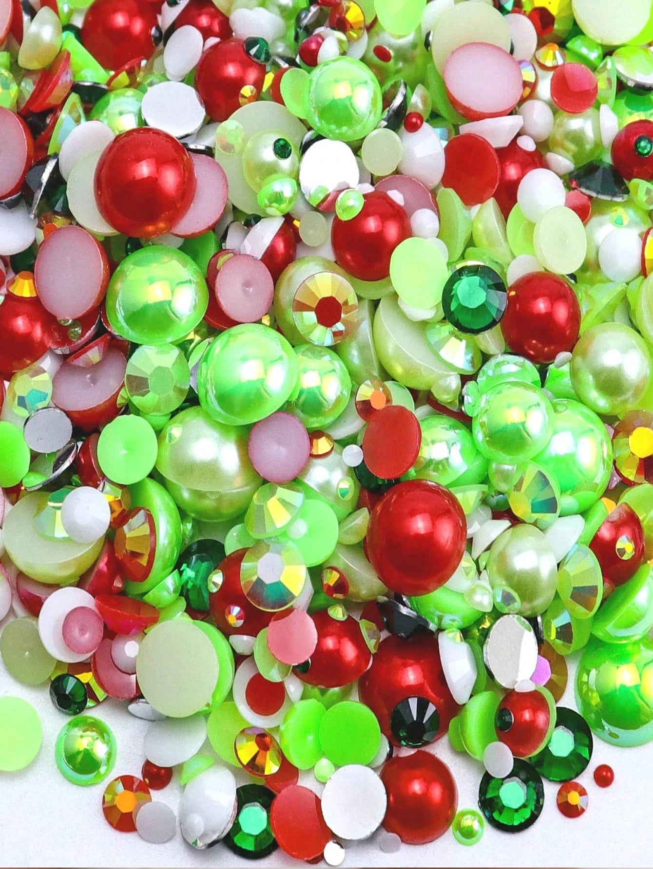 1100pcs Flat Back Pearl And Rhinestone Mix, 30g Purple & Pink Assorted Size 3mm-10mm AB Color Resin Rhinestones, Half Round Flat Back Pearl Rhinestones, For Nail, Face Art, Crafts, Jewelry, Bottles, C