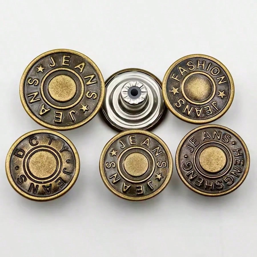11pcs (10pcs + 1pc) Copper-Tone Adjustable Seamless Metal Button Set- Suitable For Jeans, Easy To Install Jeans Waistband Tightening Clothing Repair And Replacement Parts- For DIY Enthusiasts And Ta