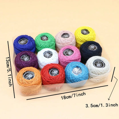 12 Colors Polyester Sewing Thread Balls Set, Bright Multi Color Thread For Hand Machine Sewing Clothes Repair Embroidery DIY Craft Gift