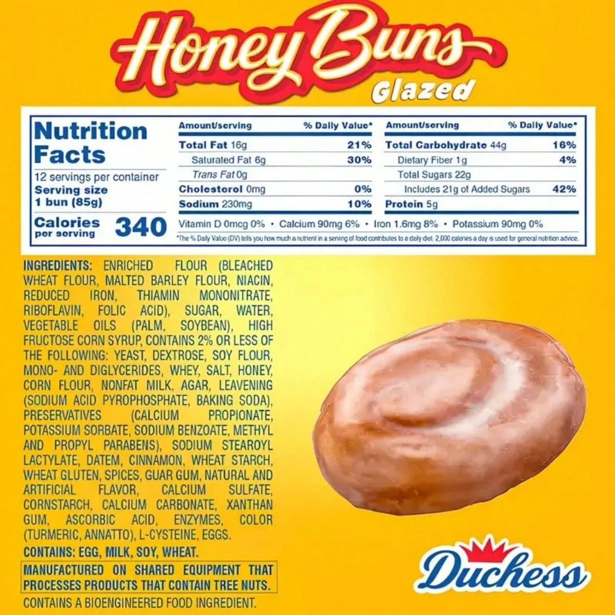 12 Packs Of Honey Buns (3 Oz Each)- Flaky Pastry Soaked In Sweet Honey & Coated With Delicate Frosting