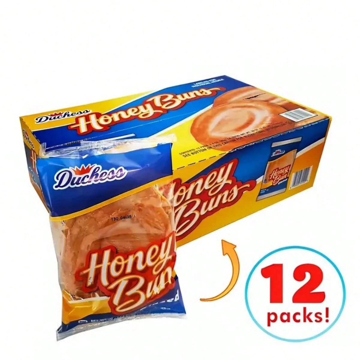 12 Packs Of Honey Buns (3 Oz Each)- Flaky Pastry Soaked In Sweet Honey & Coated With Delicate Frosting