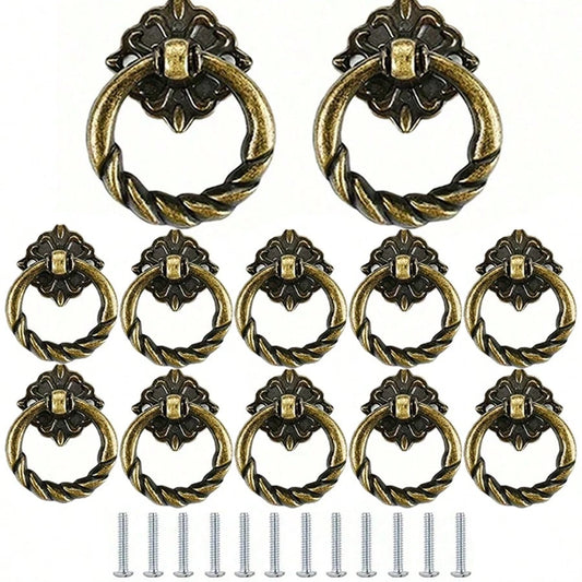 12pcs- Bronze Cabinet Handles- 1.18 Inch Vintage Style Knurled Drawer Pulls, With Screws, Vintage Round Handles, Suitable For Dressers And Furniture Restoration.