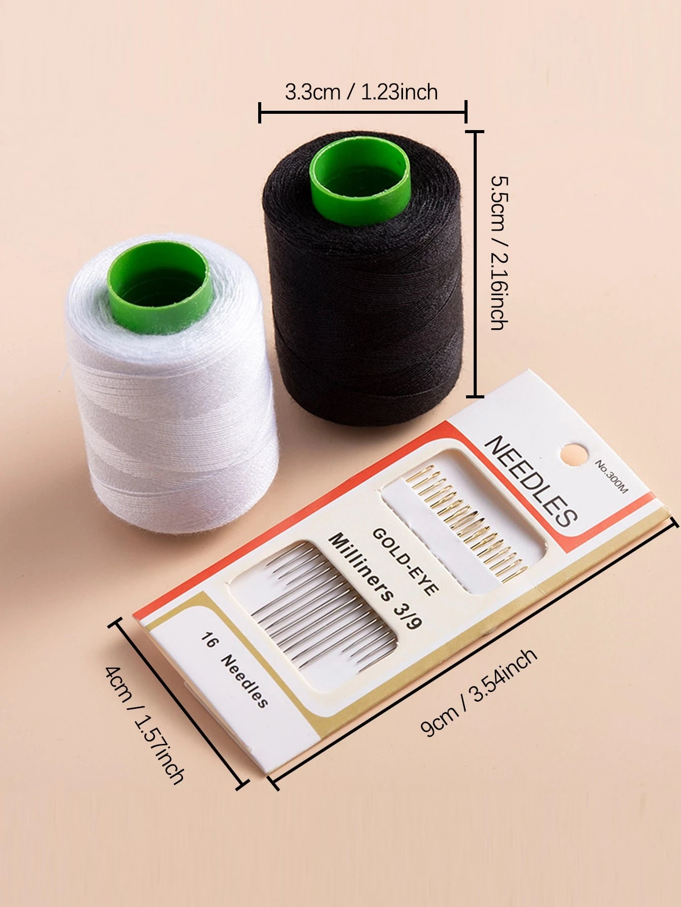 12pcs Hand Sewing Needles + 1 White Thread + 1 Black Thread, Sewing Repair Kit For Household Clothes