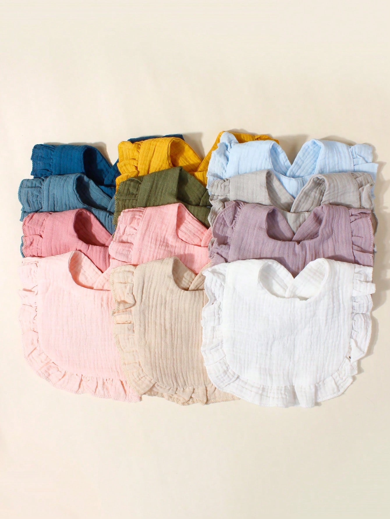 12pcs Newborn Candy Color Soft Breathable Muslin Bibs Set, Cute Baby Drool Cloths, Suitable For Daily Use All Seasons, Comfortable Fabric