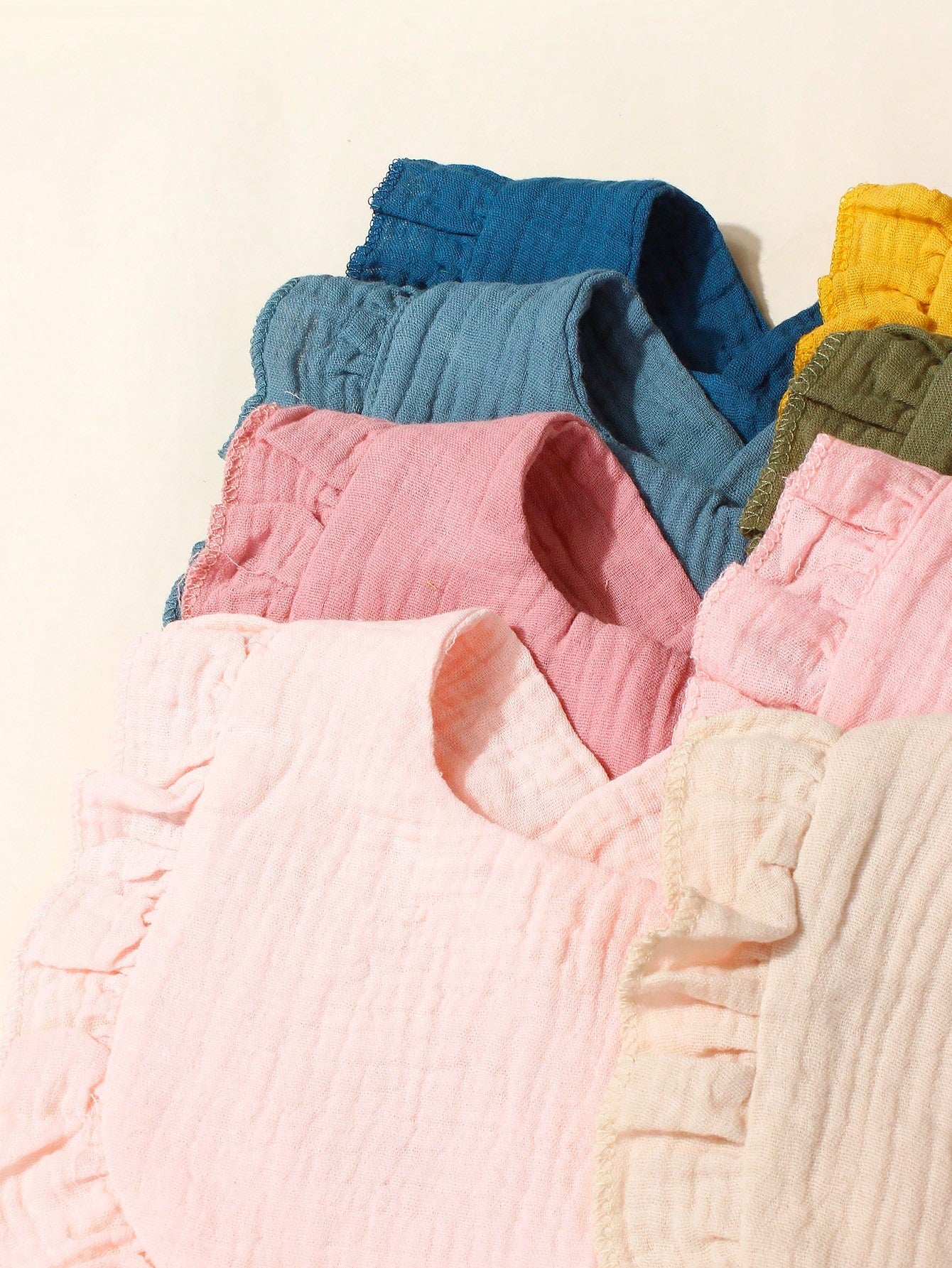 12pcs Newborn Candy Color Soft Breathable Muslin Bibs Set, Cute Baby Drool Cloths, Suitable For Daily Use All Seasons, Comfortable Fabric